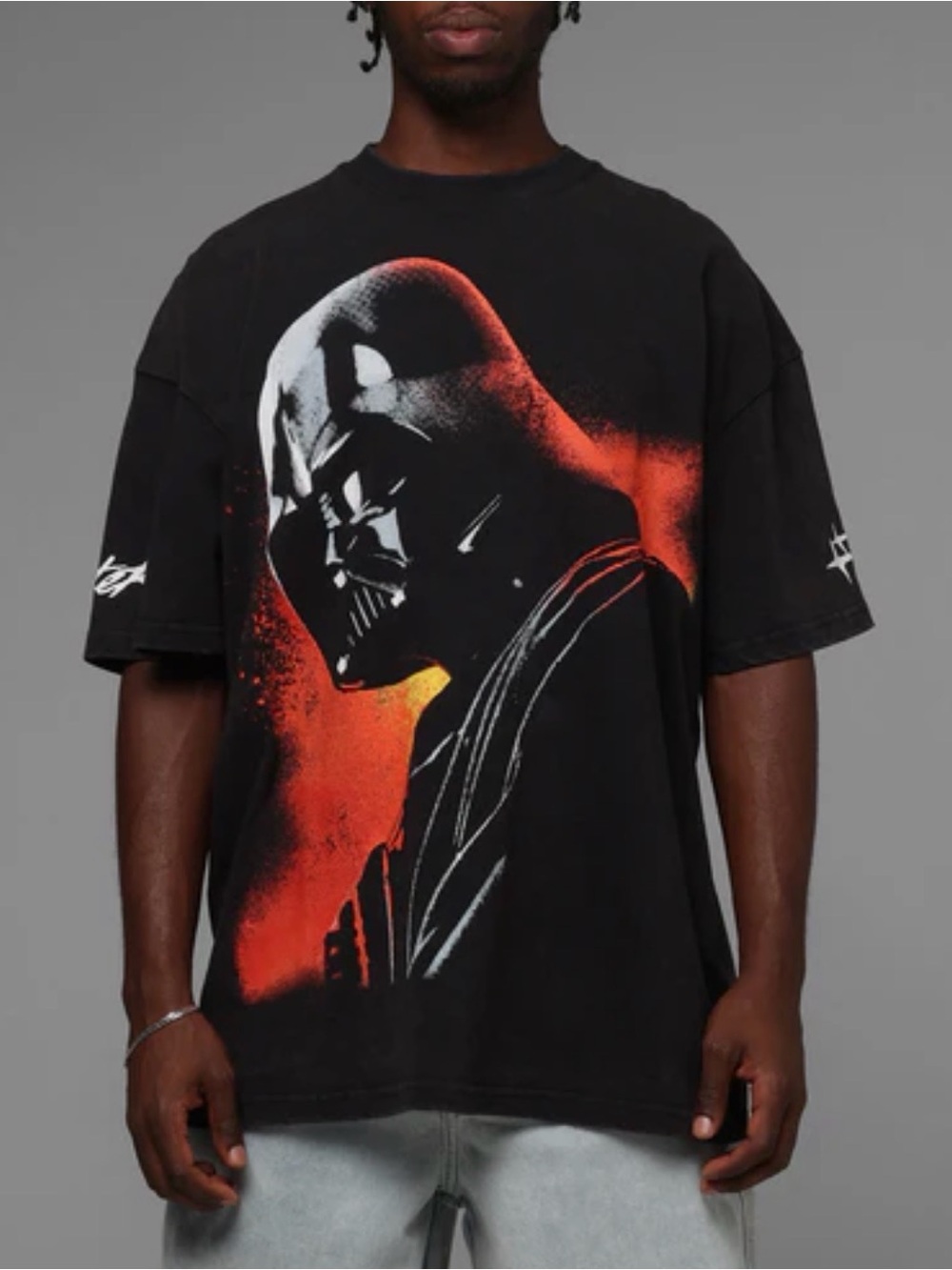 LOITER Size XXL Star Wars Darth Vader Graphic Tee - Black & Orange